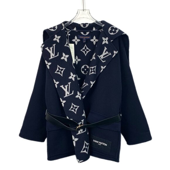 Louis Vuitton Womens Wool & Silk Monogram Belted Coat Size 34 - Picture 1 of 7
